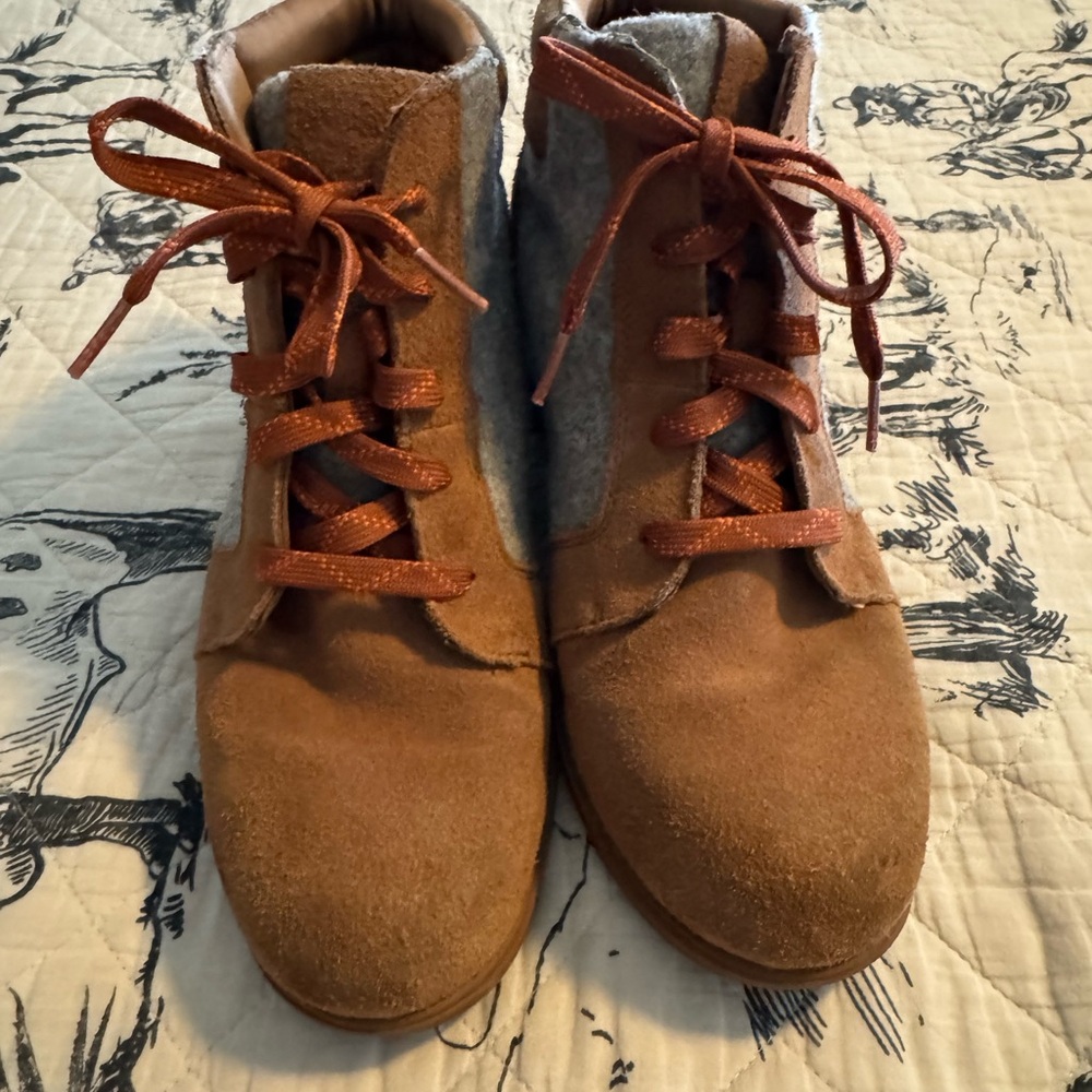 Brown Suede Ankle Boots with Laces